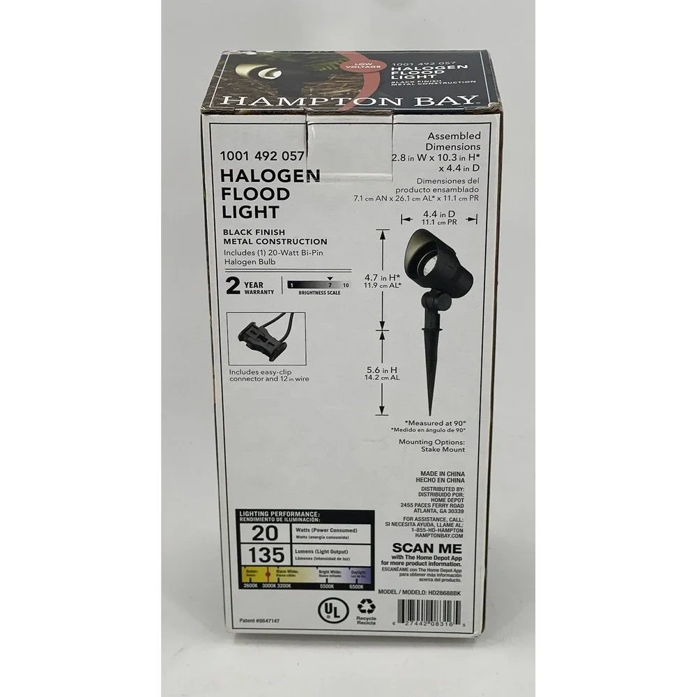 Hampton Bay Low Voltage Flood Light‎ Metal Black 20W HD28688BK 1001492057